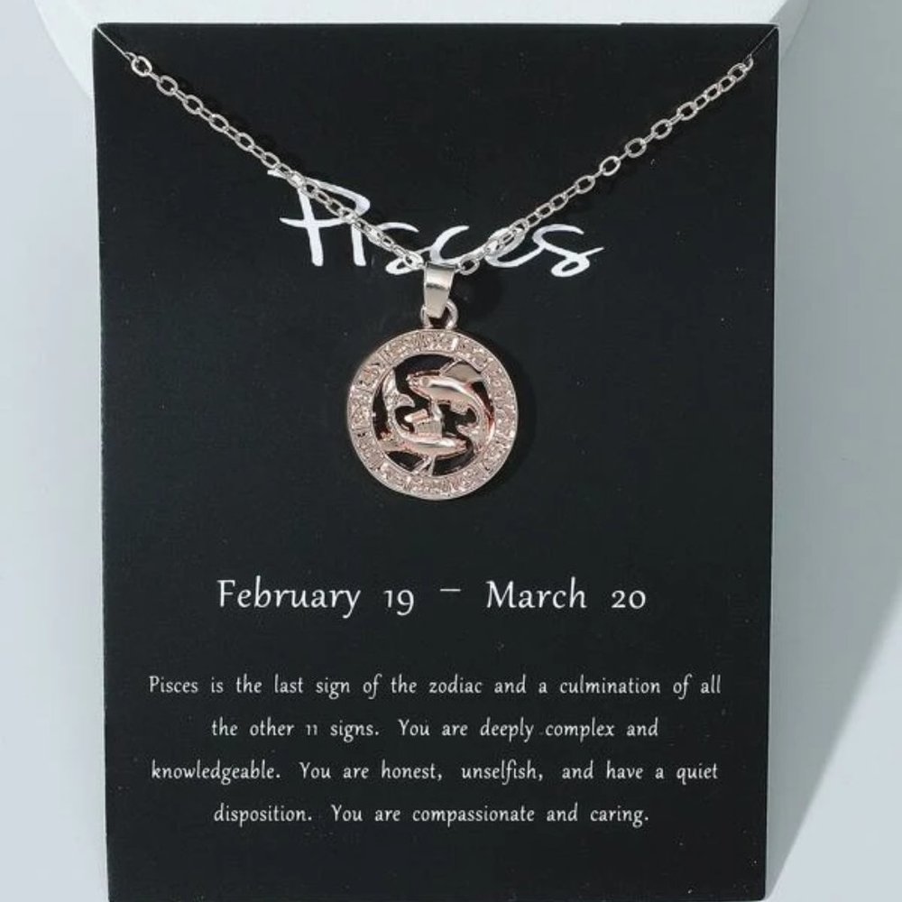 Pisces Zodiac Rose Gold Necklace